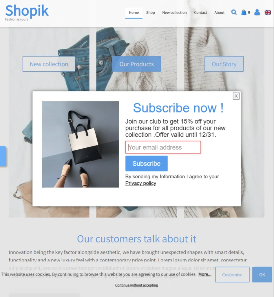 Website template Shopik created with TOWeb