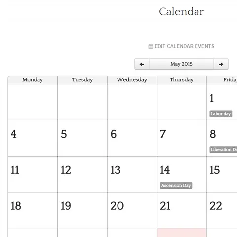 Calendario web Responsive