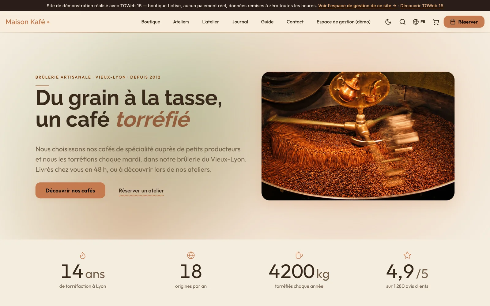 Accueil de la boutique de démonstration Maison Kafé